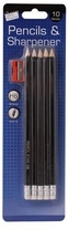 10 Hb Pencils With Sharpener